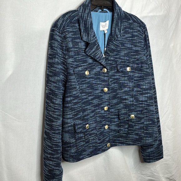 Jaclyn Smith‎ Blazer, Knit Jacket, Blue with Shimmer, NWT in Size L - Picture 5 of 15